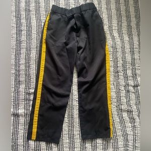 Yellow stripe black casual work pants